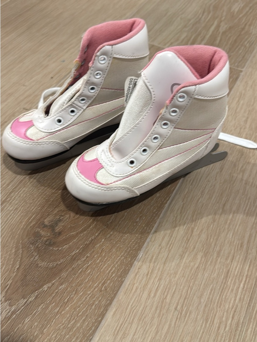 Kids White and Pink Ice Skates – Youth Figure Skate Boots
